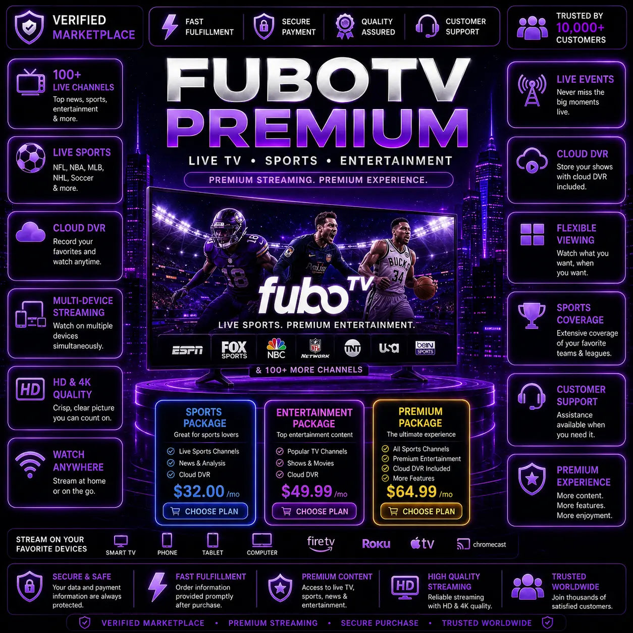 Fubo TV Premium Verified Marketplace