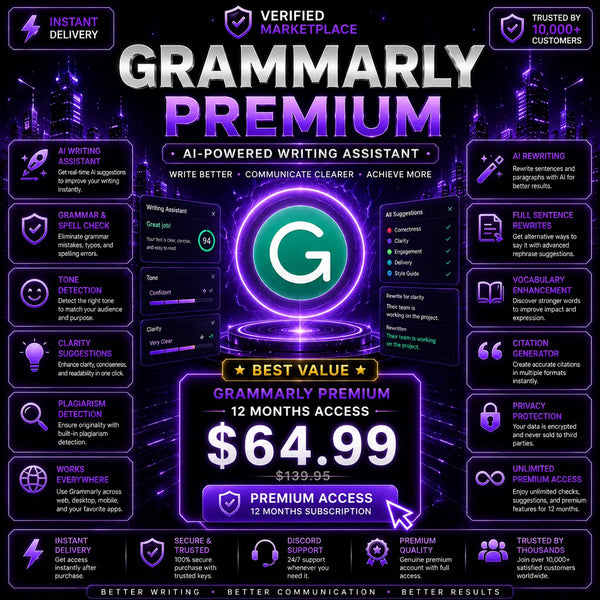 Grammarly Premium – 12 Months Access Verified Marketplace