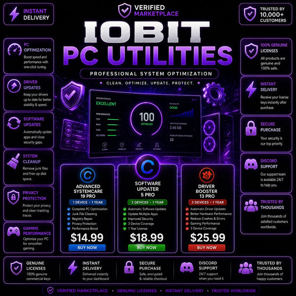 IObit Advanced SystemCare 19 Pro PC utility software for system optimization and cleaning on a Windows computer.